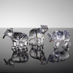 3pc Swarovski Crystal Figurines, Brother Bear, Grizzly Cub, and SCS Sister