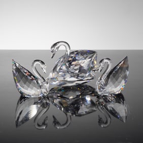 3pc Swarovski Crystal Swan Figurines