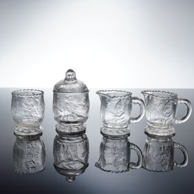 A Collection of Four EAPG Children's Nursery Rhyme Creamers & Bowls