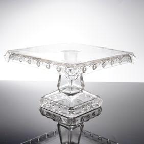 Adams Pressed Glass Square Cake Stand
