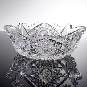 American Brilliant Period Cut Glass Sawtooth Bowl