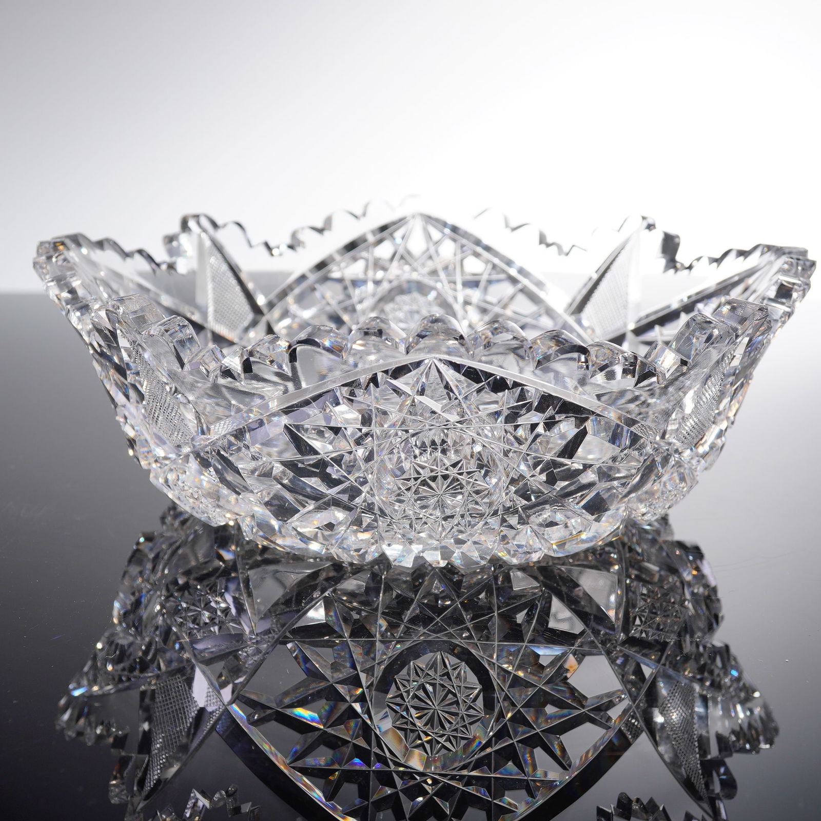 American Brilliant Period Cut Glass Sawtooth Bowl (1 of 3)