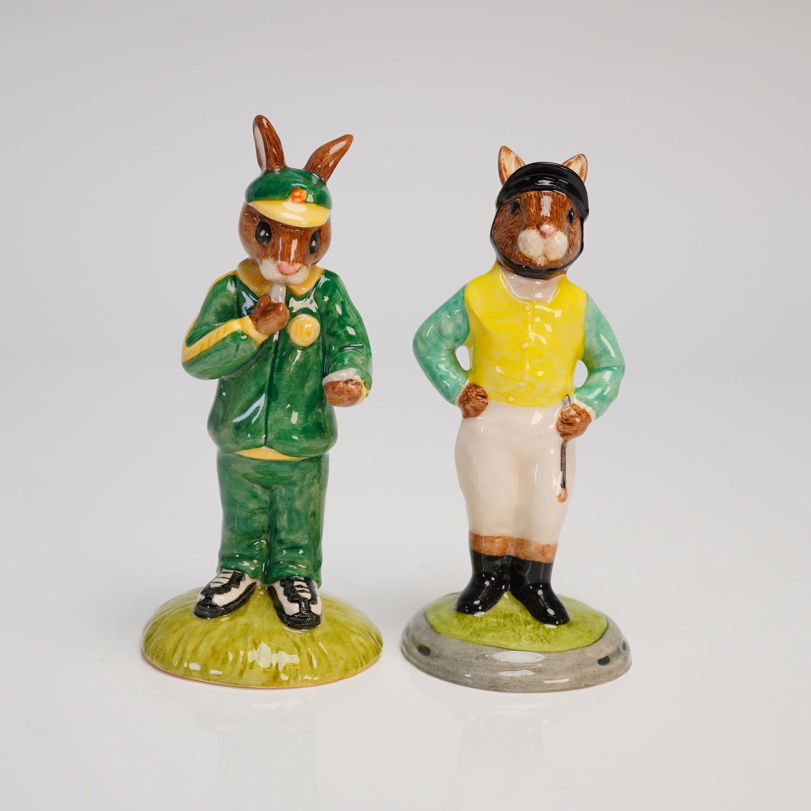 A Pair of Royal Doulton Bunnykins Stopwatch and Jockey Figurines (1 of 2)