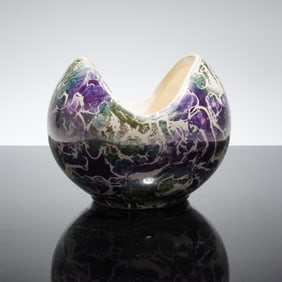 Vintage McCoy Pottery Cascade Line Purple Luster Ball Vase