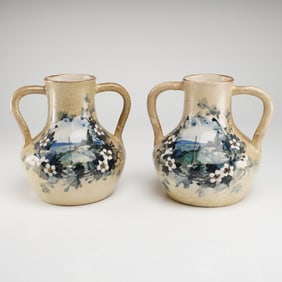 A Pair of Alfred Stellmacher Teplitz Floral Earthenware Vases