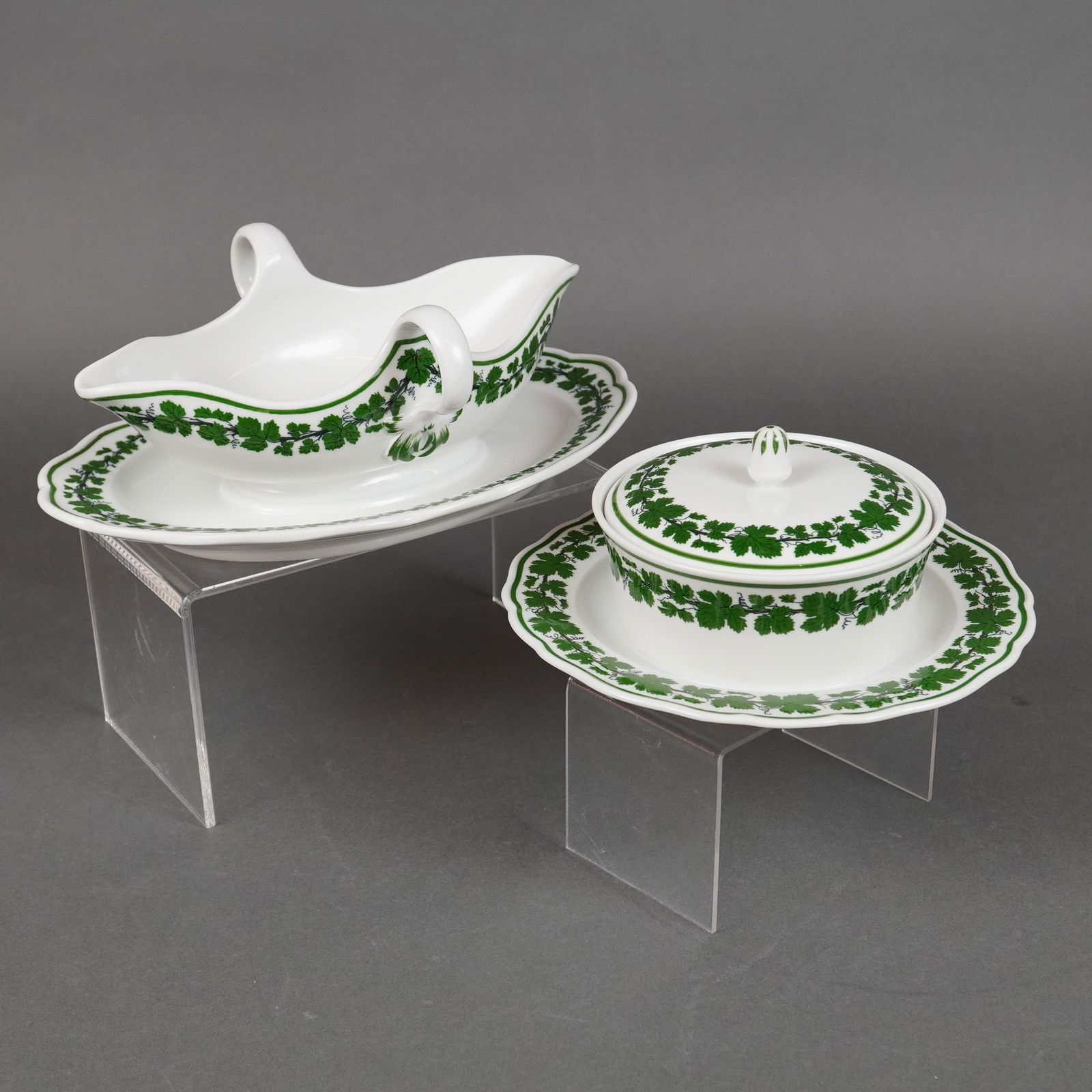 Two Meissen Full Green Vine Porcelain Tableware Pieces (1 of 5)