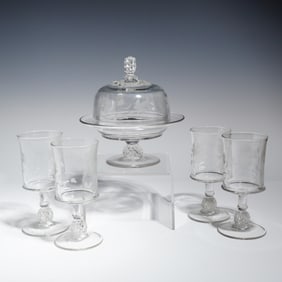 A Collection of Five Pieces of US Glass Co. Glass Tableware