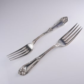 A Pair of Amston Sterling Silver King Richard Pattern Dining Forks