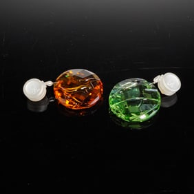 2pc Swarovski Crystal Bamboo and Fire Window Ornaments