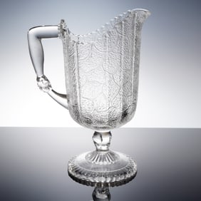 Hobbs Brockunier Tree of Life Pattern Pressed Glass Pitcher