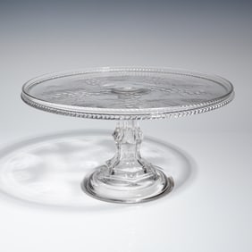 Adams & Co. EAPG Good Luck Pattern Pressed Glass Pedestal Cake Stand