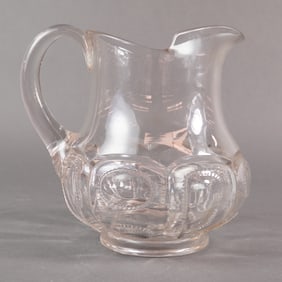 An Early American Pressed Glass (EAPG) Clear Medallion Pattern Pitcher