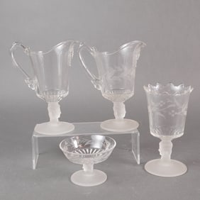 A Collection of Four EAPG Gillinder Westward Ho Pattern Stemware Pieces