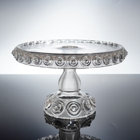 LE Smith Moon and Stars Clear Pressed Glass Cake Stand