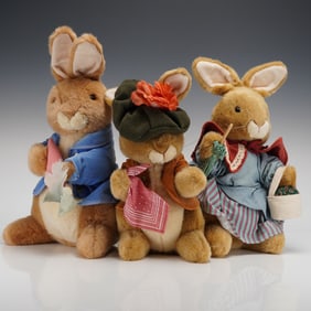 3 Beatrix Potter Plush Trio - Peter Rabbit, Benjamin Bunny & Mrs. Rabbit