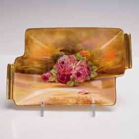 Royal Winton Hand-Painted Floral Dish with Gilt Trim