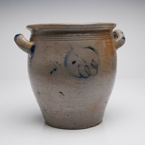 A Cobalt Decorated Salt-Glazed Stoneware Storage Jar