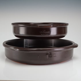 A Pair of Regas Terracotta Cazuela Ceramic Pans from Breda-Spain
