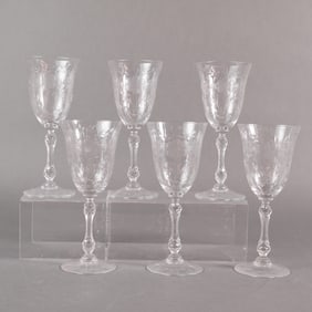 A Collection of Six Cambridge Lucia Crystal Water Goblets