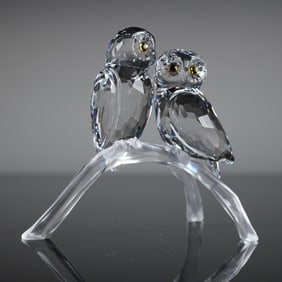 Swarovski Crystal Feathered Beauties Owl Couple Figurine, 5493722
