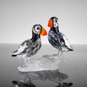 Swarovski Crystal Figurine, Puffins
