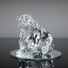2pc Swarovski Crystal Grizzly Bear Figurines Signed Tabertshofer