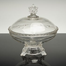 Hobbs Brockunier & Co. EAPG Viking Pattern Covered Footed Compote