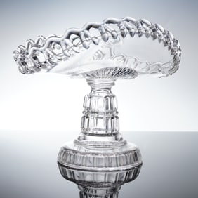 An Early American Pressed Glass (EAPG) Wedding Pattern Banana Stand