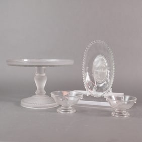 A Collection of Four EAPG Actress Pattern Pressed Glass Tableware Items