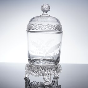 Ripley & Company EAPG Footed Sugar Bowl with Lid, Dakota Pattern