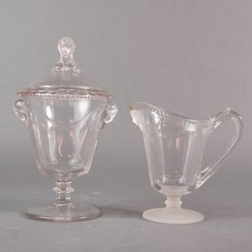 A Two-Piece Heisey Glass Lariat Pattern Sugar Bowl and Creamer Set