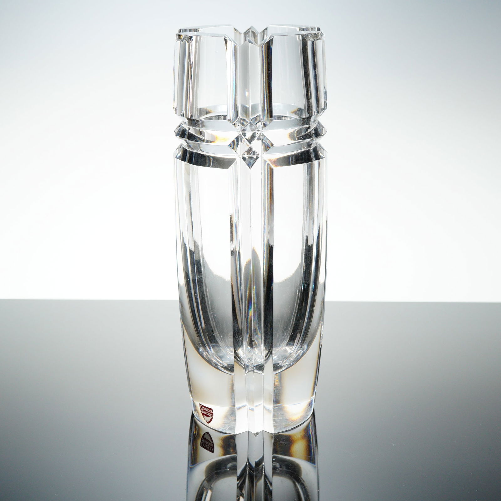 Orrefors Heavy Cut Crystal Columnar Vase (1 of 5)