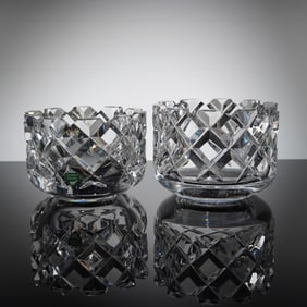 Pair of Orrefors by Gunnar Cyren Sofiero Crystal Bowl