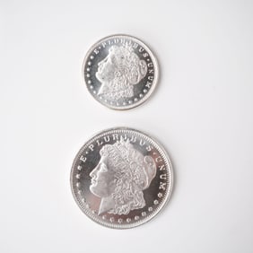 2pc 1/2 Troy Ounce and 1/4 Troy Ounce  Morgan Silver Rounds