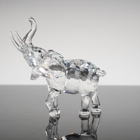 Signed Swarovski Elephant Mother Crystal Figurine