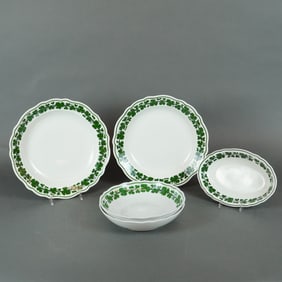 5 Meissen Full Green Vine Serving Wares
