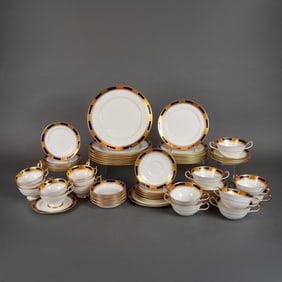 A Collection of 78 Pieces Aynsley Empress Cobalt Partial Dinner Service