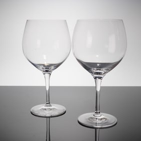 A Pair of Orrefors Crystal Burgndy Wine Glasses, Illusion Clear