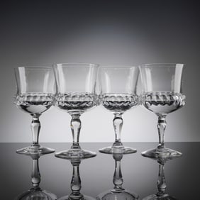 A Collection of 4 Orrefors Silvia Cut Crystal Claret Wine Glasses