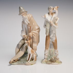 2 Lladro Porcelain Figurines - Beggar 1094 & Shepherd Boy 4506