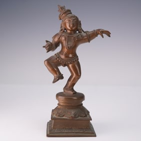 Indian Bronze Dancing Krishna Figurine
