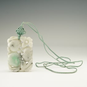 Chinese Jadeite Peaches and Blossom Pendant
