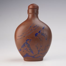 Chinese Yixing Pottery Enameled Snuff Bottle