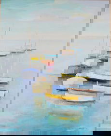 Joseph Muslin (French 1911-2003) Oil on Canvas, Sailboats, Signed