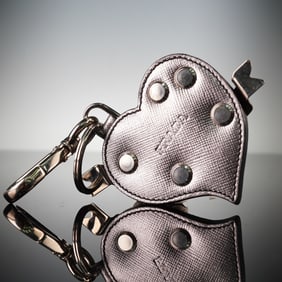 Prada Saffiano Leather Heart-Shaped Keychain
