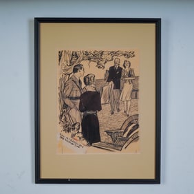 Wayne Hall Original 1942 Pen & Ink Illustration: The Wishing Star, Signed