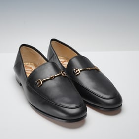 A Pair of Sam Edelman Loraine Bit Black Leather Loafers