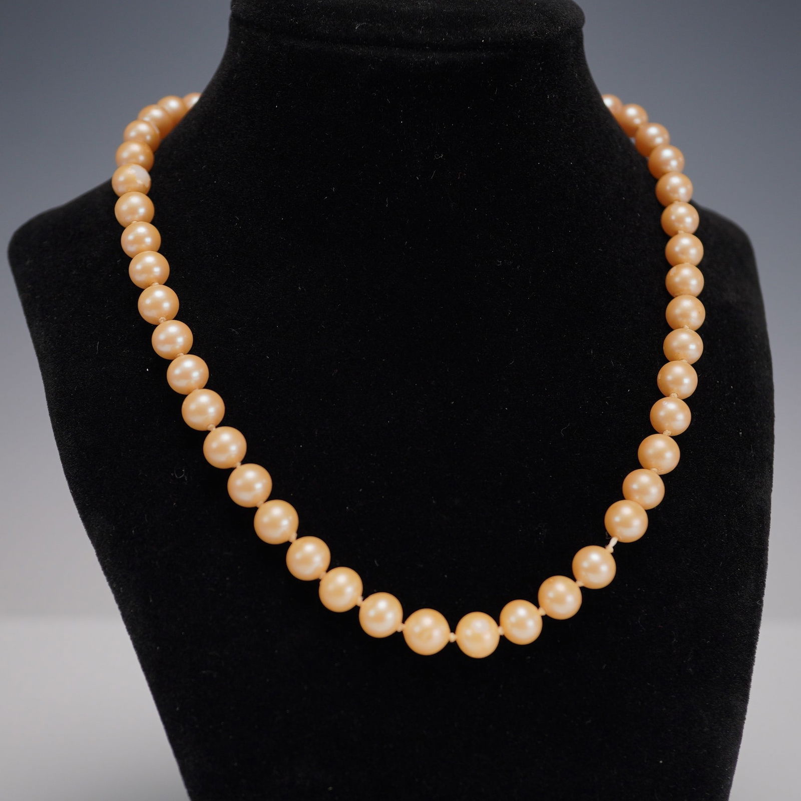 Strand of Golden Imitation Pearls with 14K Gold Clasp (1 of 4)