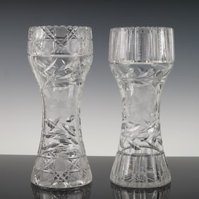Pair of Vintage American Brilliant-Style Corset Vases