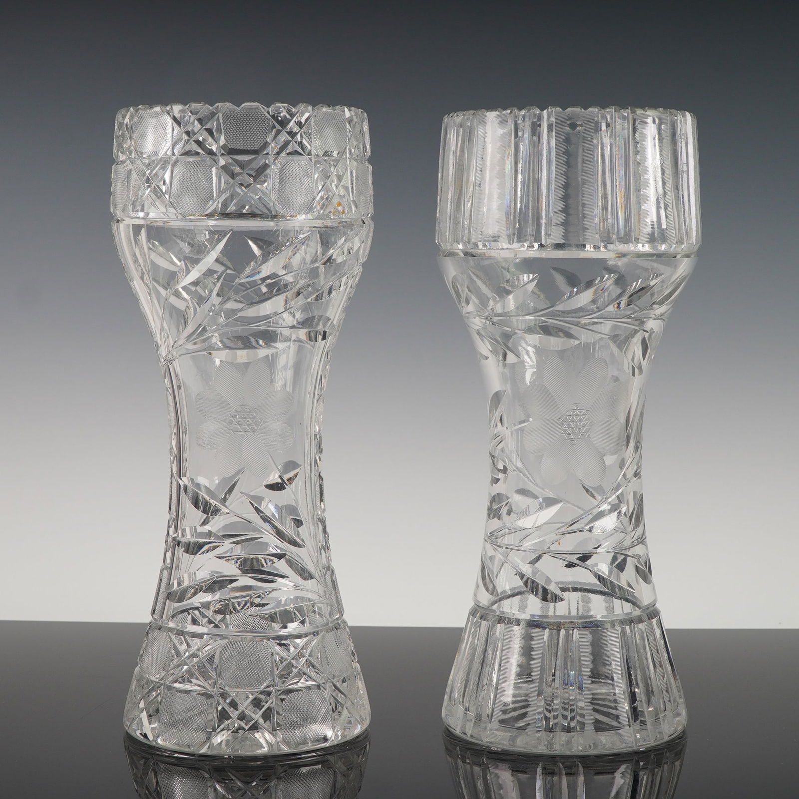 Pair of Vintage American Brilliant-Style Corset Vases (1 of 5)